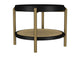 706197 Arini Round End Side Table With Storage Shelf Black