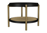 706197 Arini Round End Side Table With Storage Shelf Black