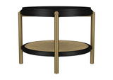 706197 Arini Round End Side Table With Storage Shelf Black