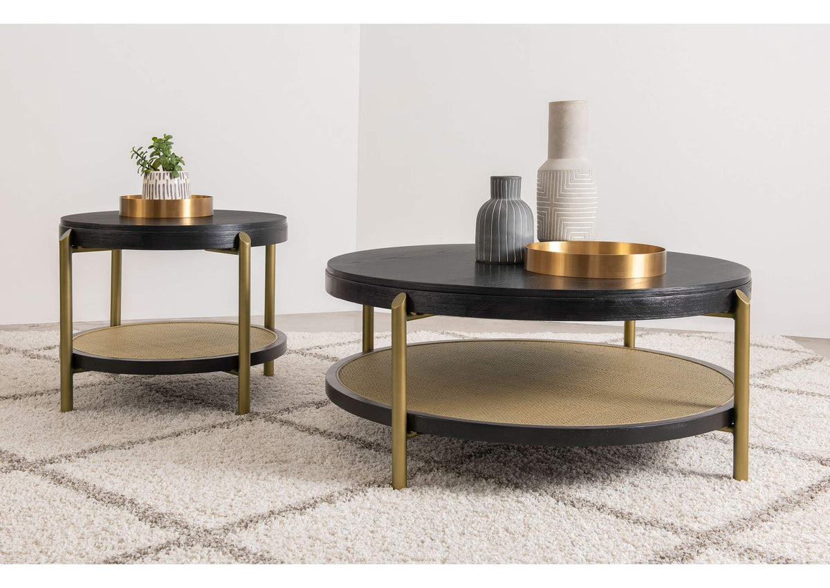 706198-S2 Arini 2-piece Round Coffee and End Table Set Black