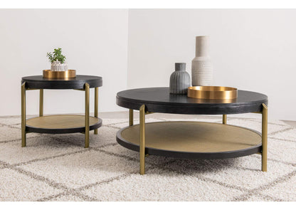 706198-S2 Arini 2-piece Round Coffee and End Table Set Black