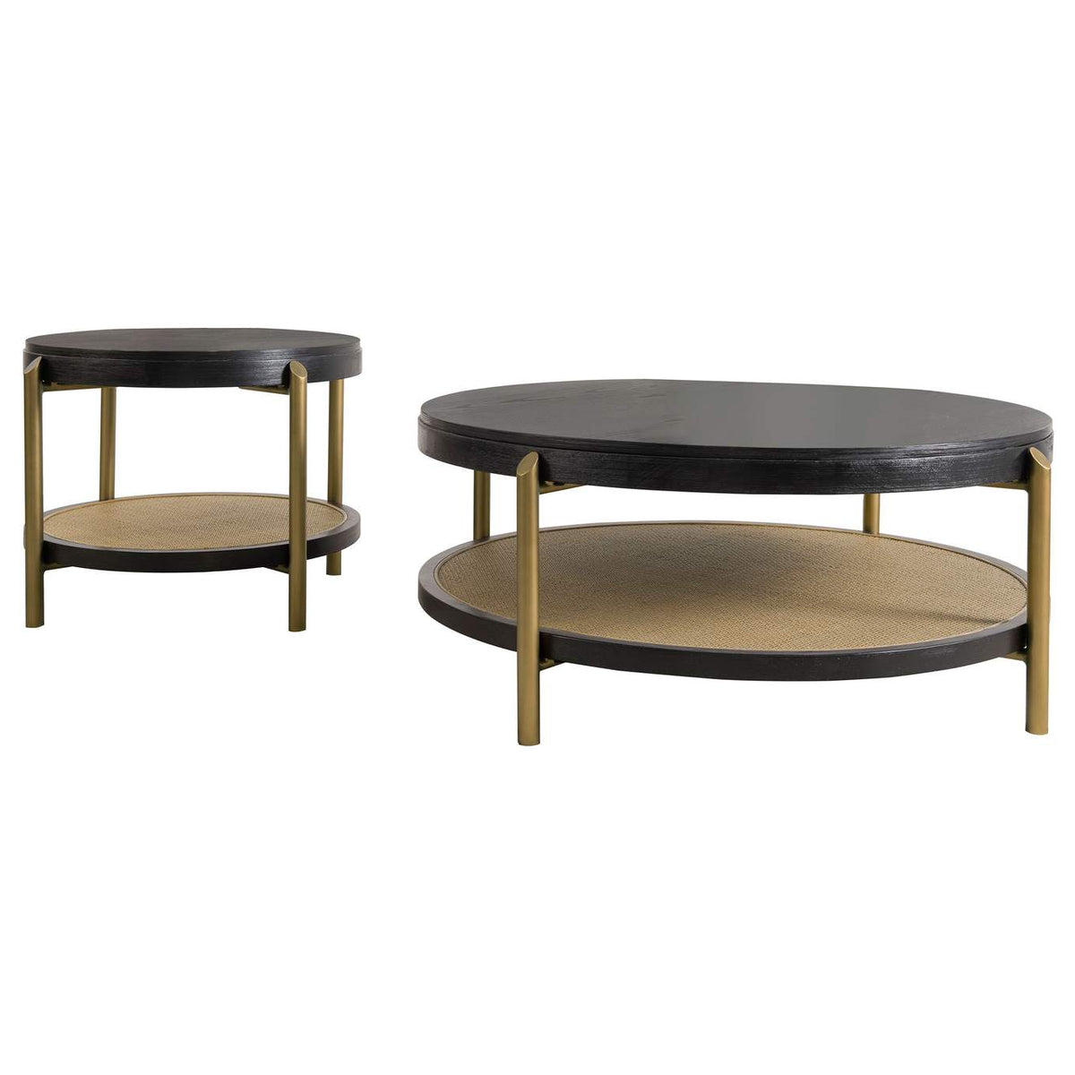 706198-S2 Arini 2-piece Round Coffee and End Table Set Black