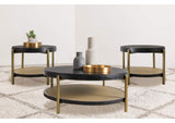 706198-S3 Arini 3-piece Round Coffee and End Table Set Black