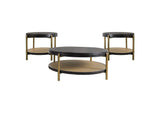 706198-S3 Arini 3-piece Round Coffee and End Table Set Black