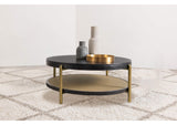 706198 Arini Round Coffee Table With Storage Shelf Black