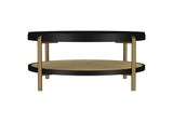 706198 Arini Round Coffee Table With Storage Shelf Black