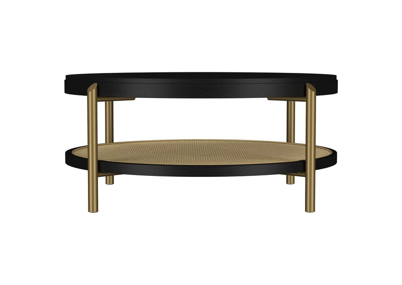 706198 Arini Round Coffee Table With Storage Shelf Black
