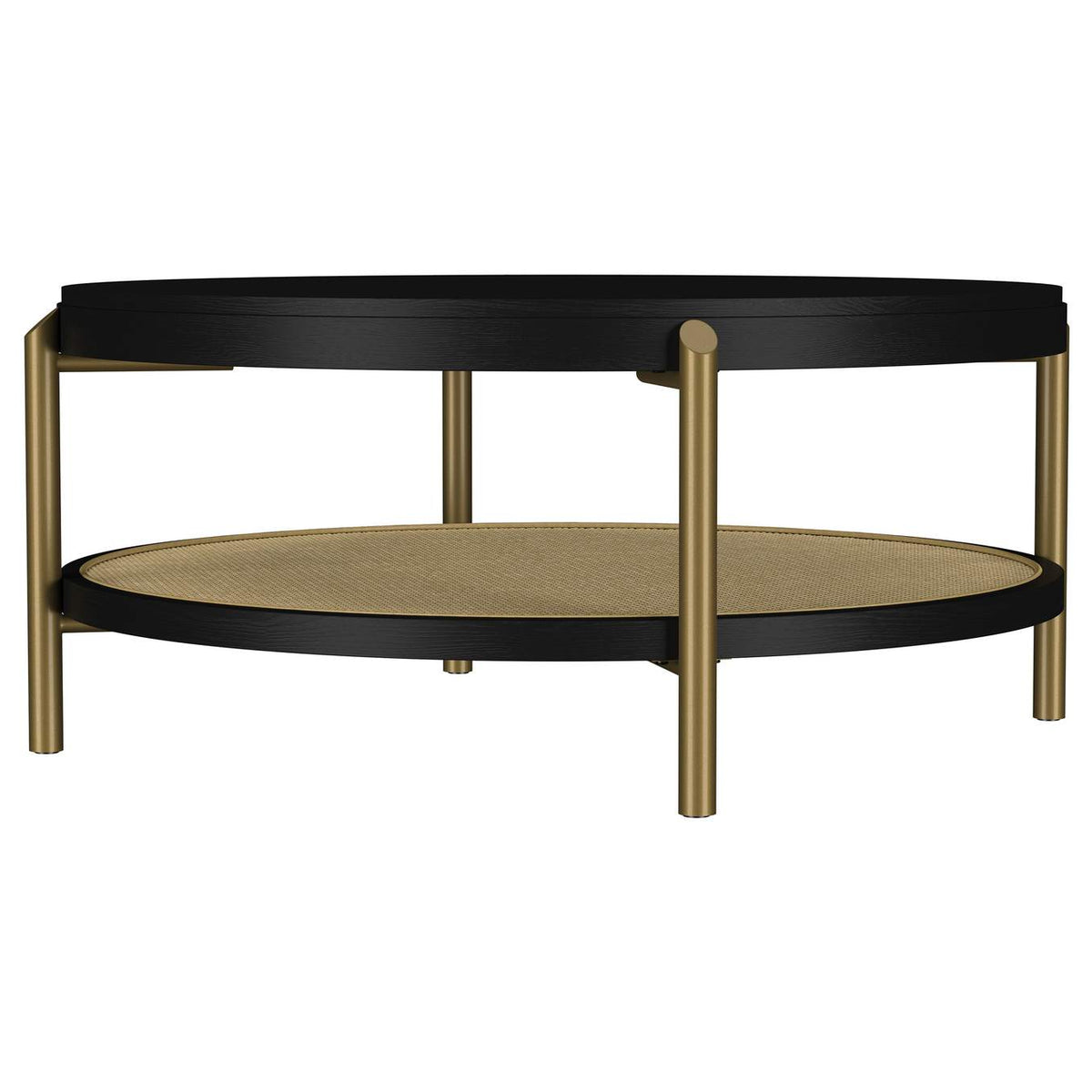 706198 Arini Round Coffee Table With Storage Shelf Black