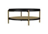 706198 Arini Round Coffee Table With Storage Shelf Black