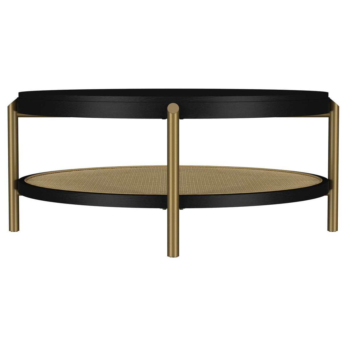 706198 Arini Round Coffee Table With Storage Shelf Black