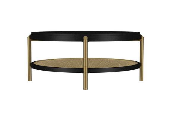 706198 Arini Round Coffee Table With Storage Shelf Black