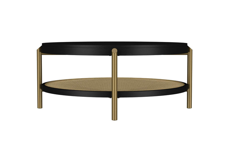 706198 Arini Round Coffee Table With Storage Shelf Black