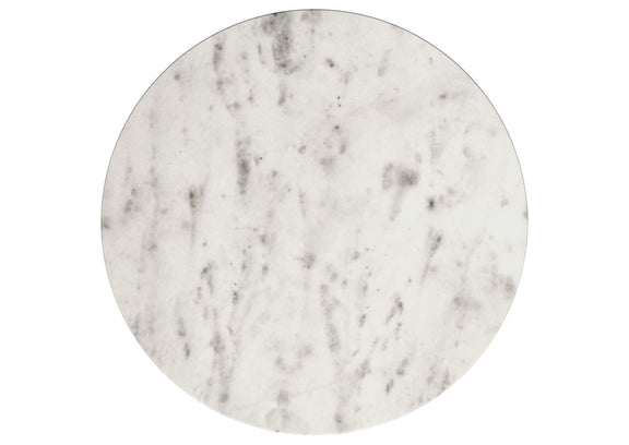 706207 Haven Round Genuine White Marble Top End Side Table Black