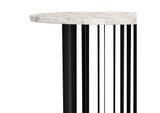 706207 Haven Round Genuine White Marble Top End Side Table Black