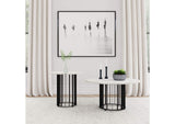 706208-S2 Haven 2-piece Round Marble Coffee and End Table Set Black