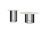 706208-S2 Haven 2-piece Round Marble Coffee and End Table Set Black