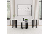 706208-S3 Haven 3-piece Round Marble Coffee and End Table Set Black