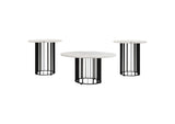 706208-S3 Haven 3-piece Round Marble Coffee and End Table Set Black