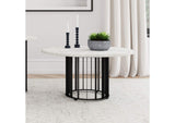 706208 Haven Round Genuine White Marble Top Coffee Table Black