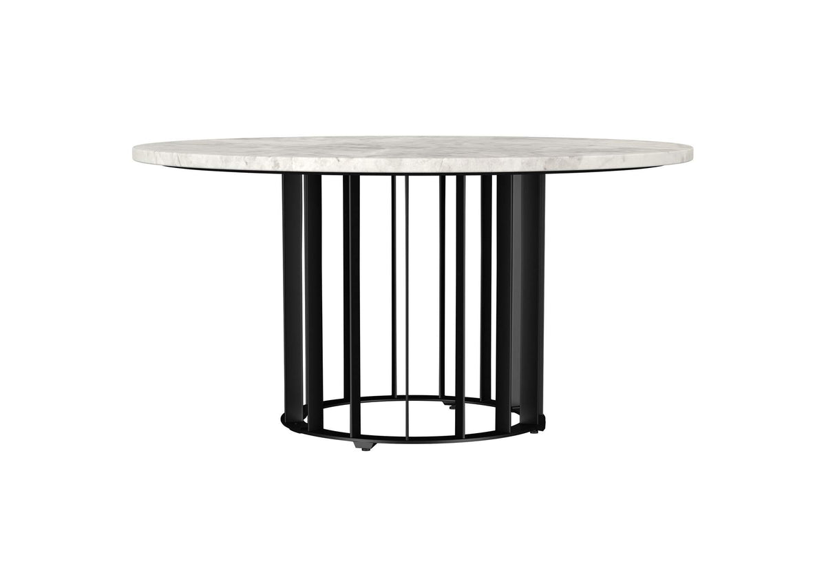 706208 Haven Round Genuine White Marble Top Coffee Table Black