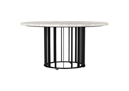 706208 Haven Round Genuine White Marble Top Coffee Table Black