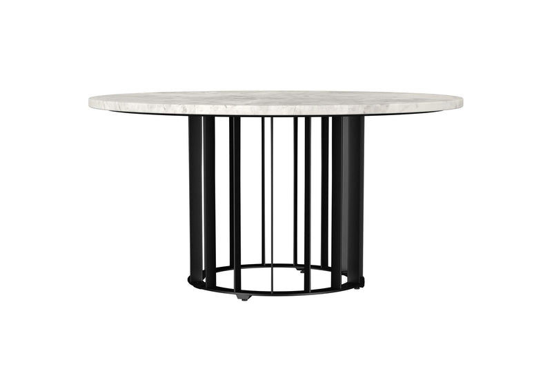706208 Haven Round Genuine White Marble Top Coffee Table Black