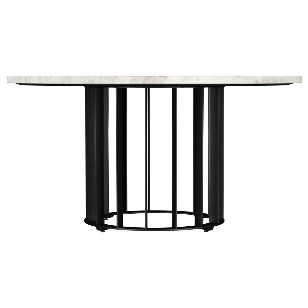 706208 Haven Round Genuine White Marble Top Coffee Table Black