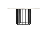 706208 Haven Round Genuine White Marble Top Coffee Table Black