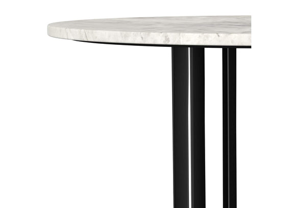 706208 Haven Round Genuine White Marble Top Coffee Table Black