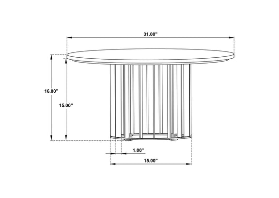706208 Haven Round Genuine White Marble Top Coffee Table Black