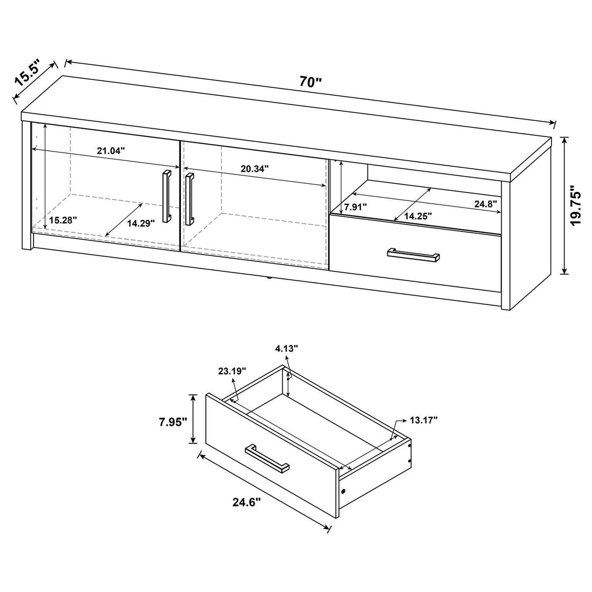 706213 Murray 70-inch 2-door TV Stand Media Console Black