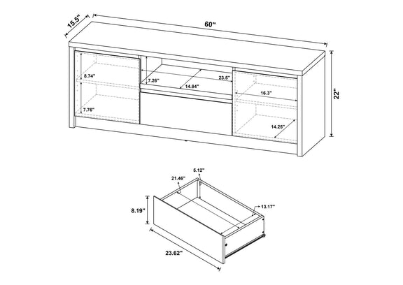 706222 Winfield 60-inch 2-door TV Stand Media Console Black