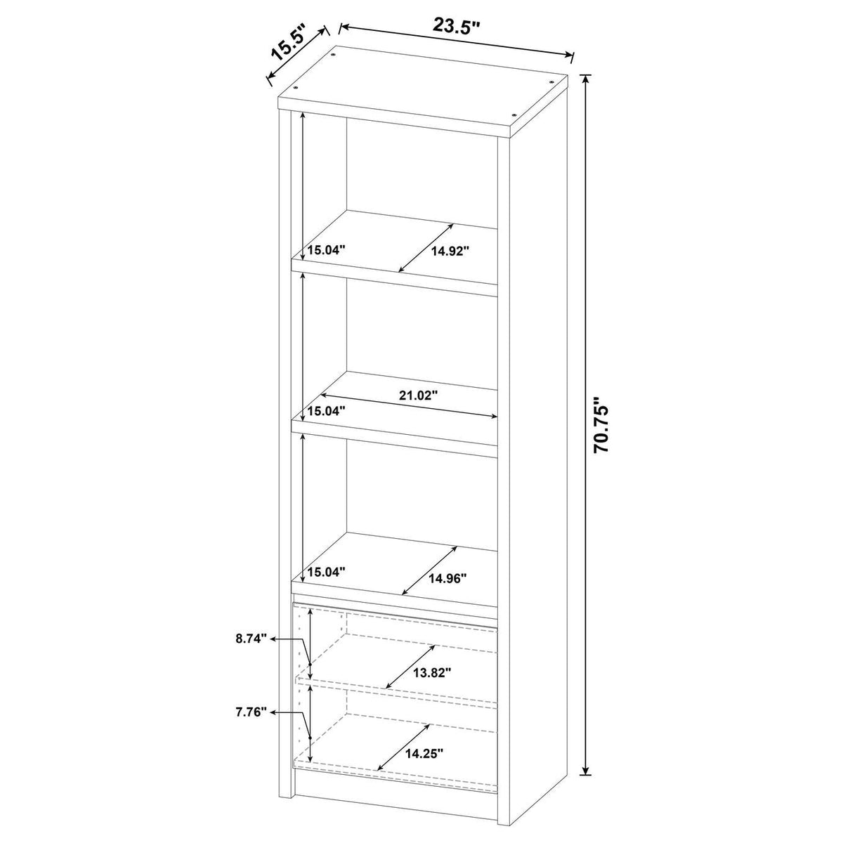 706224 Winfield 3-shelf Media Tower Entertainment Pier Black