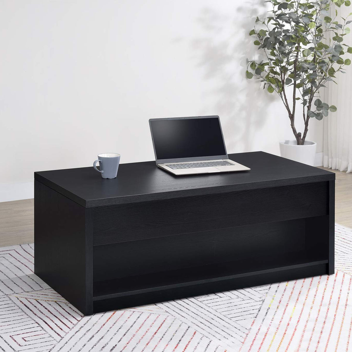 706228 Knapp Lift Top Cocktail Coffee Table with Dual Drawers Black