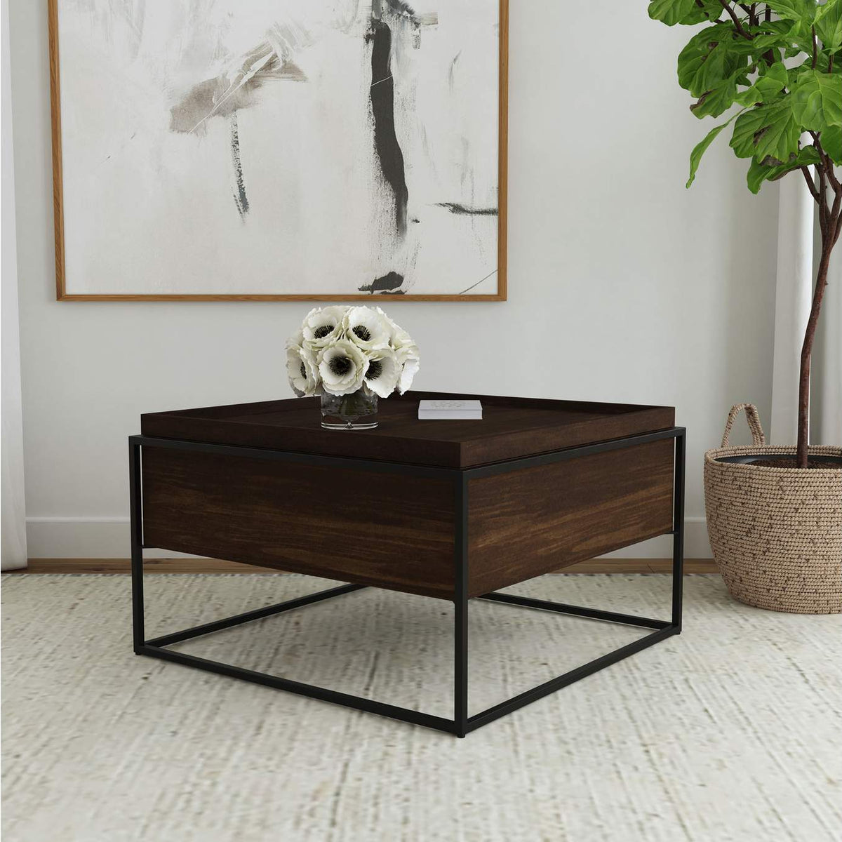 706238 Fulton 30-inch Square Mango Wood Coffee Table Dark Brown