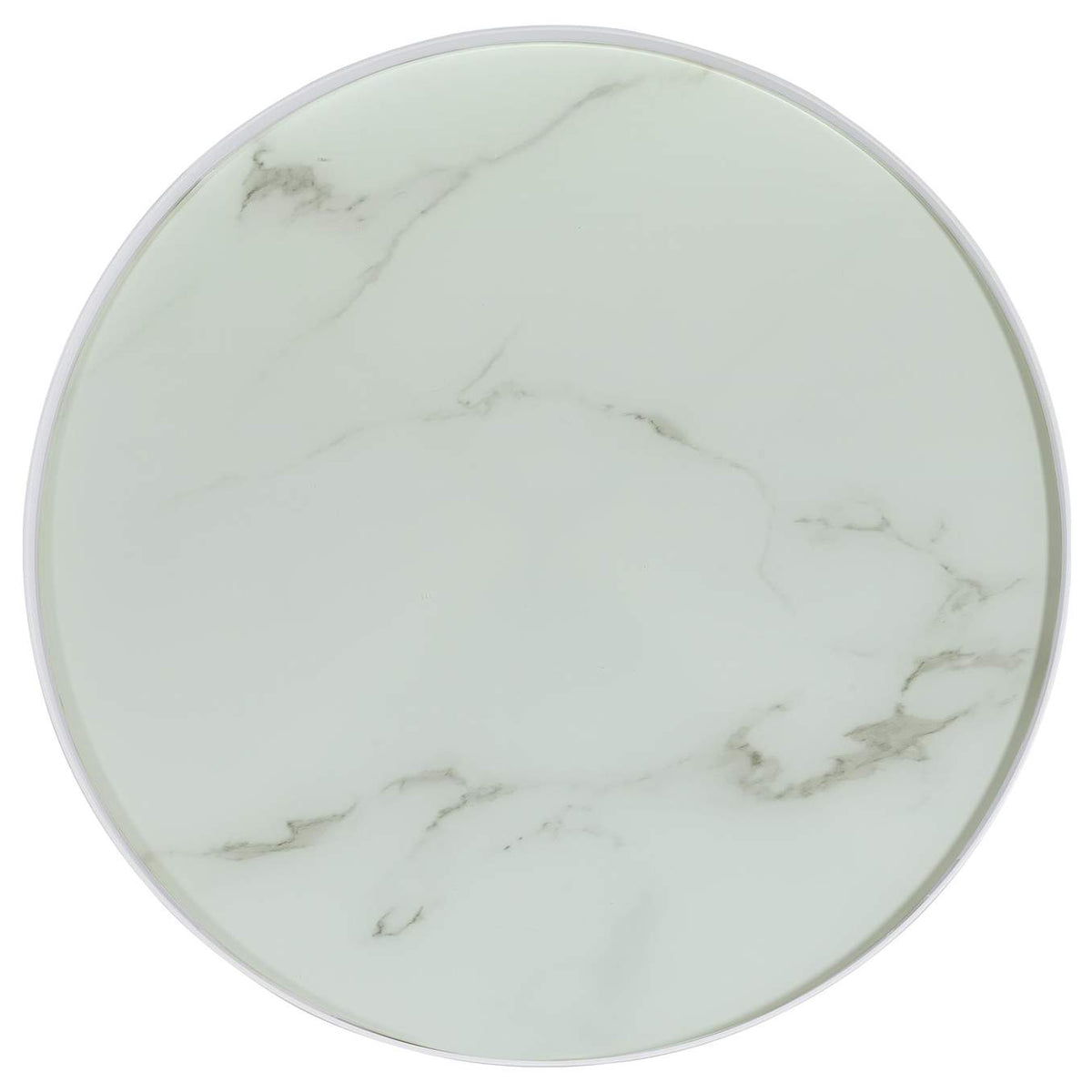 706257 Briggs Round Marble Printed Glass Top End Side Table White