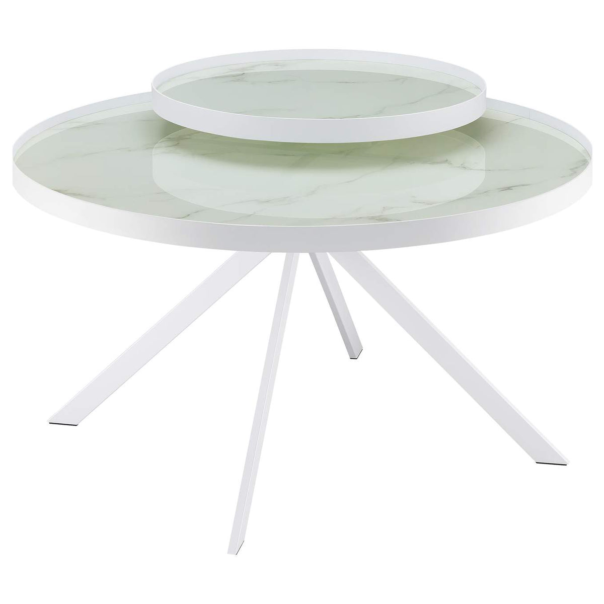 706258-S2 Briggs 2-piece Round Coffee and End Table Set White