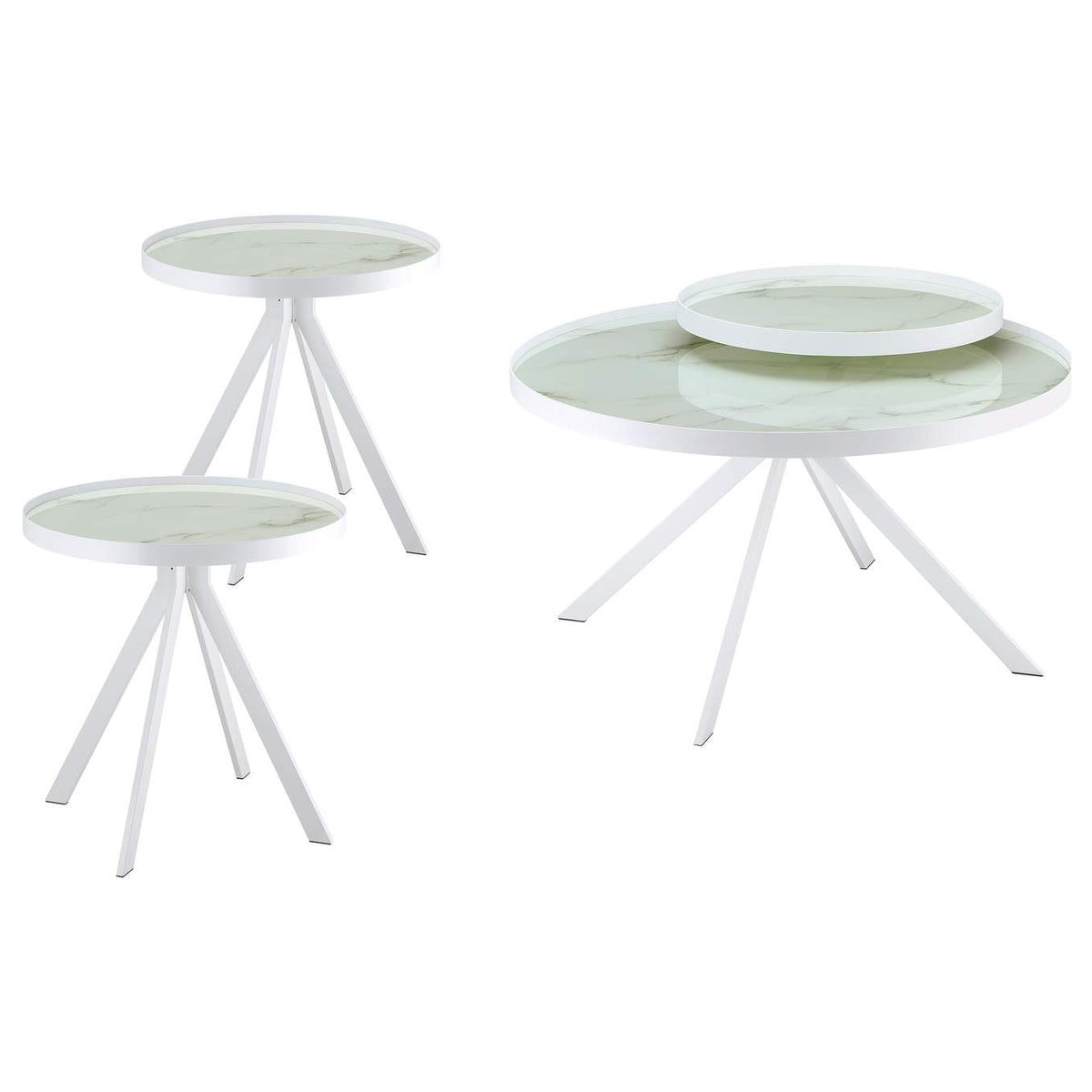 706258-S3 Briggs 3-piece Round Coffee and End Table Set White