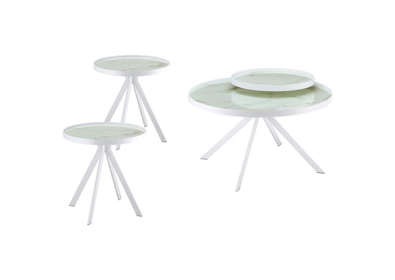 706258-S3 Briggs 3-piece Round Coffee and End Table Set White