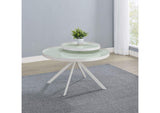 706258 Briggs Round Marble Printed Glass Top Coffee Table White