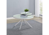 706258 Briggs Round Marble Printed Glass Top Coffee Table White