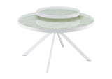 706258 Briggs Round Marble Printed Glass Top Coffee Table White