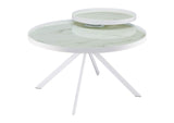 706258 Briggs Round Marble Printed Glass Top Coffee Table White