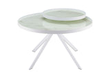 706258 Briggs Round Marble Printed Glass Top Coffee Table White