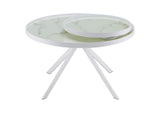 706258 Briggs Round Marble Printed Glass Top Coffee Table White