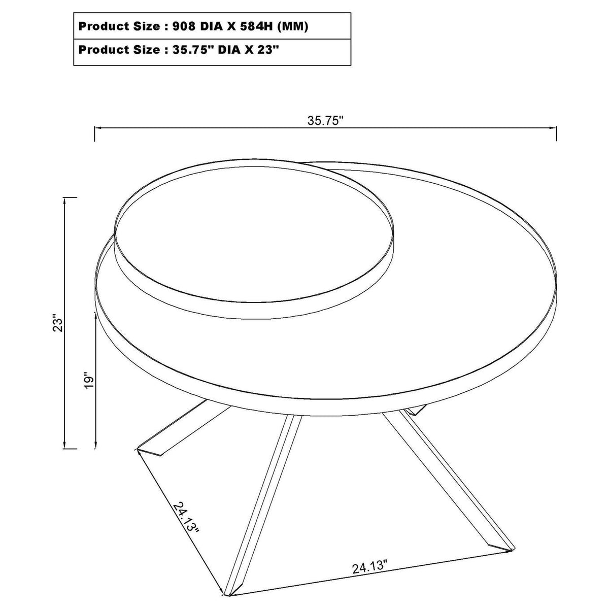706258 Briggs Round Marble Printed Glass Top Coffee Table White