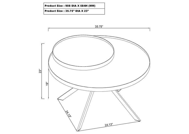 706258 Briggs Round Marble Printed Glass Top Coffee Table White