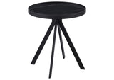 706267 Briggs Round Marble Printed Glass Top End Table Black
