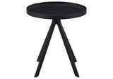 706267 Briggs Round Marble Printed Glass Top End Table Black