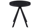 706267 Briggs Round Marble Printed Glass Top End Table Black